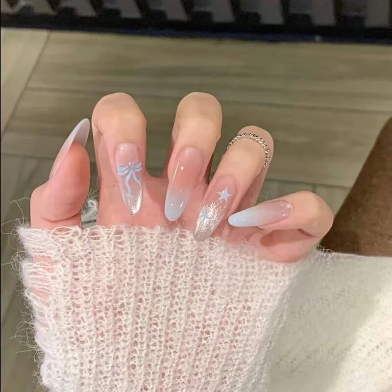 10-Piece Set of Handmade Nail Patches for Whitening and Cuteness, Removable and Reusable Almond Style Nail Patches 10-Piece Set of Handmade Nail Patches for Whitening and Cuteness, Removable and Reusable Almond Style Nail Patches