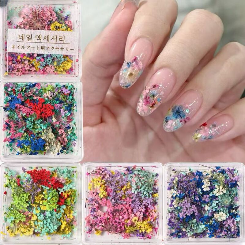 Trendy Japanese-style fresh dried flowers, colorful petals, nail art decorations, nail accessories, mixed materials for DIY Trendy Japanese-style fresh dried flowers, colorful petals, nail art decorations, nail accessories, mixed materials for DIY