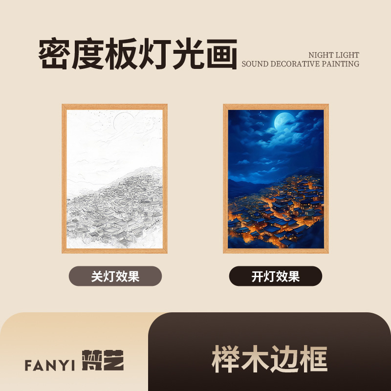 ソース工場 Fan Yi 新しい中国風木目調ライト絵画玄関オフィス装飾企業ギフトロゴカスタマイズ|undefined