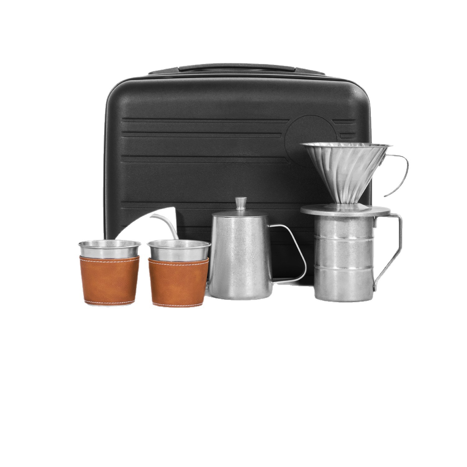 Conjunto de molino de café portátil al aire libre conjunto completo de utensilios de café portátiles al por mayor molino taza de filtro