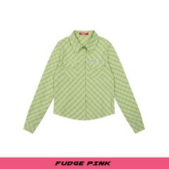 Fudge Pink 25秋季New甜美少女简约格纹长袖衬衫