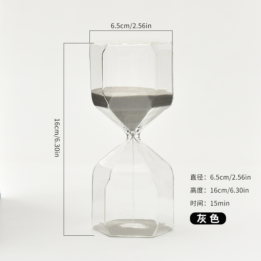 Temporizador de reloj de arena hexagonal creativo estilo moderno decoración de moda 15 minutos reloj de arena de vidrio fábrica directa image 10