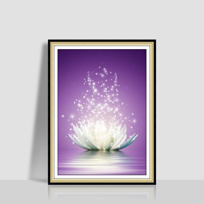 5dダイヤモンド画手作りdiy点ドリル画卸売りアマゾンクロスボーダー爆金蓮花灯満ドリル十字刺繍|undefined