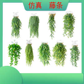 仿真壁挂 吊蓝植物 假花藤条  挂壁装修藤条 管道吊顶植物墙装饰
