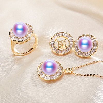 [Suit support]Pearl parts suit Base bracket Pearl parts wholesale Free chain Real gold plating