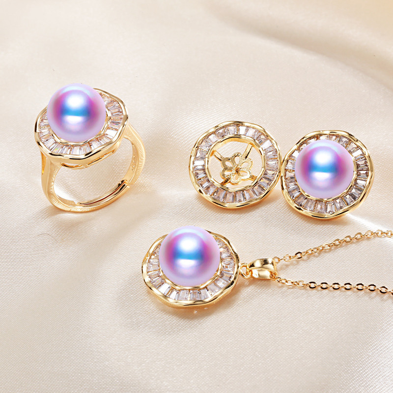 [Suit support]Pearl parts suit Base bracket Pearl parts wholesale Free chain Real gold plating