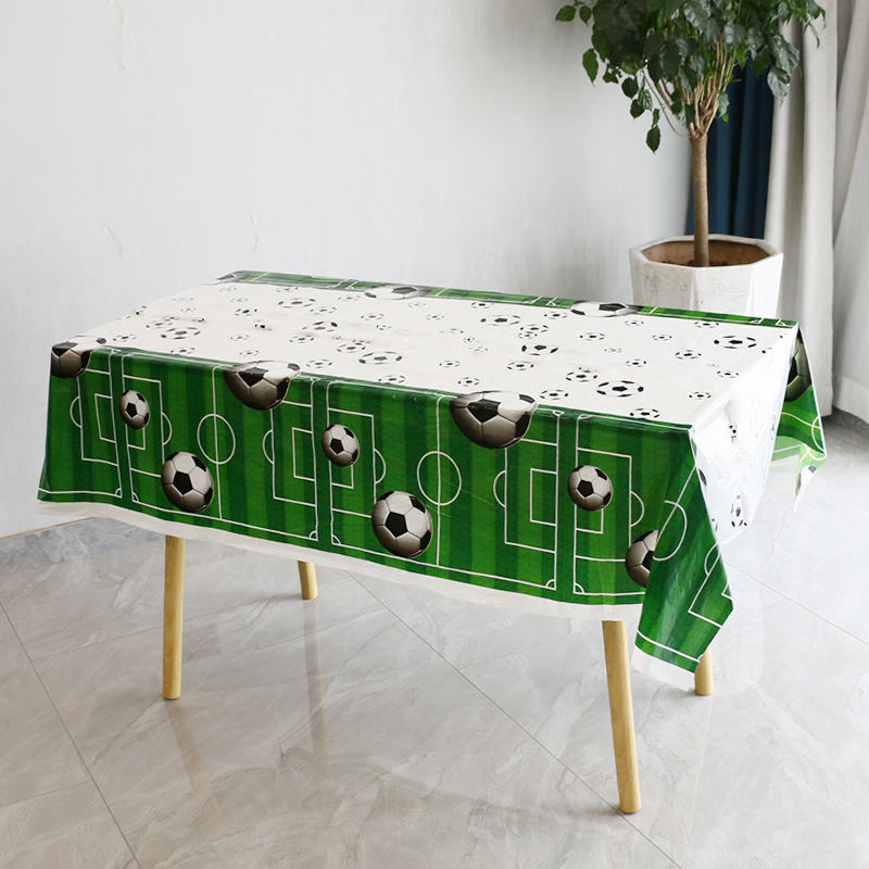 Cross-border Amazon desechable PE rectangular engrosada impreso mantel de fútbol béisbol fiesta de cumpleaños tema mantel