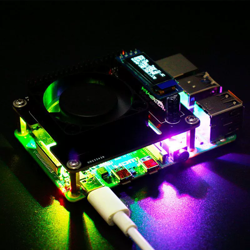 Мониторинг в реальном времени для Raspberry Pi, умный персональный домохозяйственный 4-го поколения 3B+, корпус с вентилятором, управление температурой, RGB, расширение