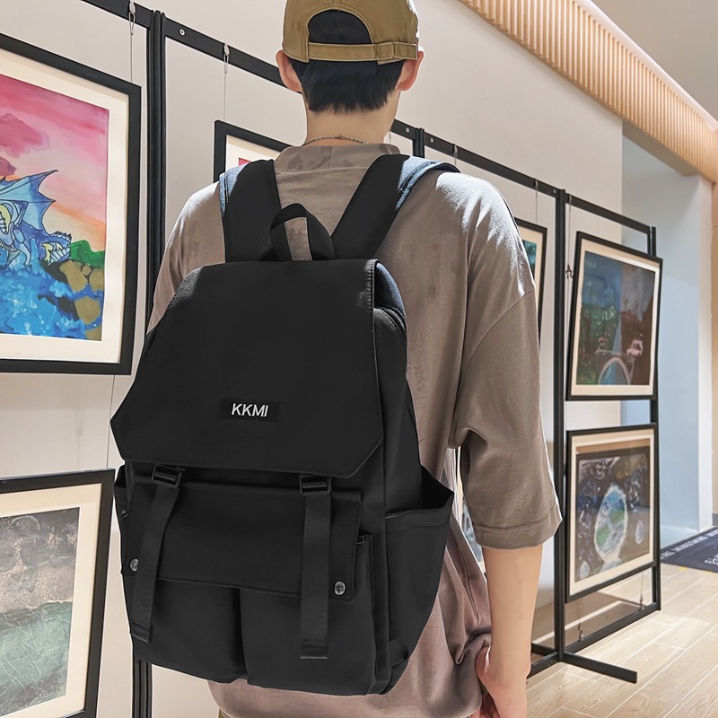 Stylish Unisex Backpack Simple Solid Colour Large Capacity Bag_voghion.com