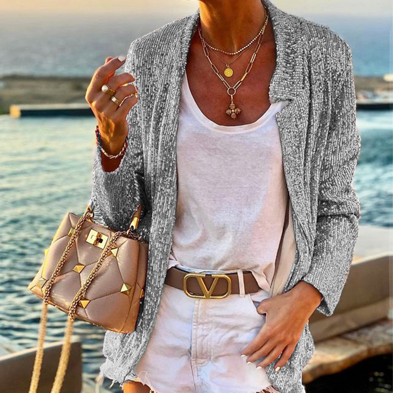 FD528 2022 cross-border new women's sequined long sleeve autumn and winter slim fit small suit jacket women FD528 2022 cross-border new women's sequined long sleeve autumn and winter slim fit small suit jacket women
