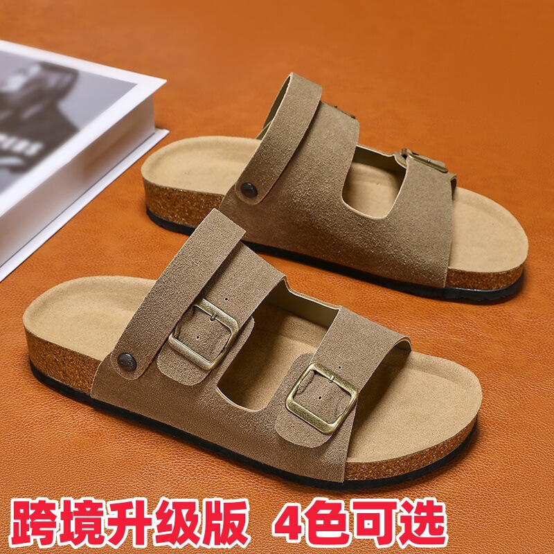 Cross-Border Sandals for Men's Summer Outer Wear Non-Slip Cork Birkenstock Shoes for Work and Driving Dual-Purpose Sports Beach Sandals and Slippers