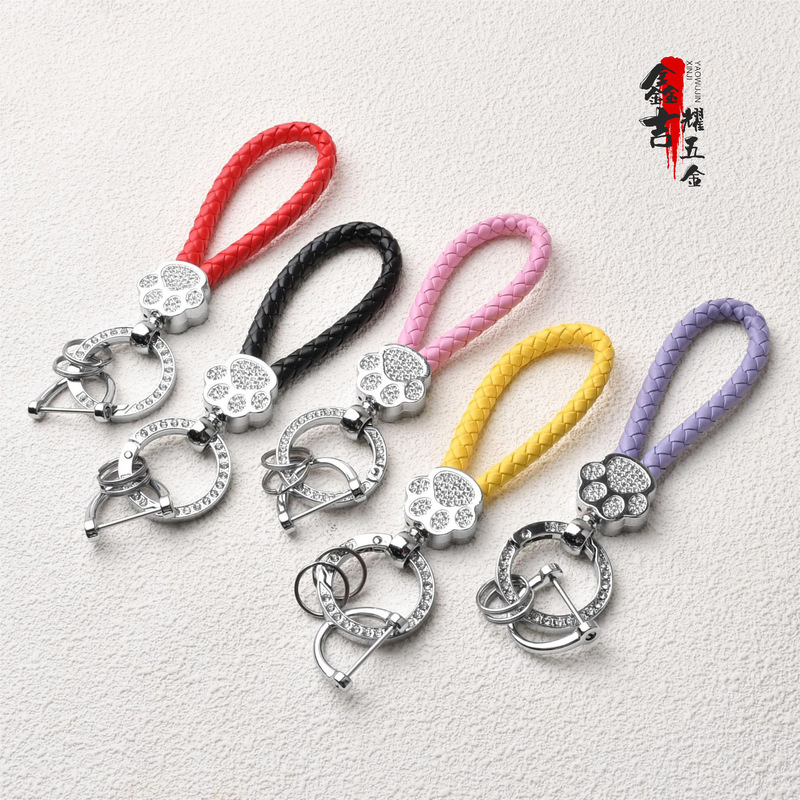 New diamond-encrusted bear paw car key chain fashion couple bag pendant personalized key chain pendant creative gift