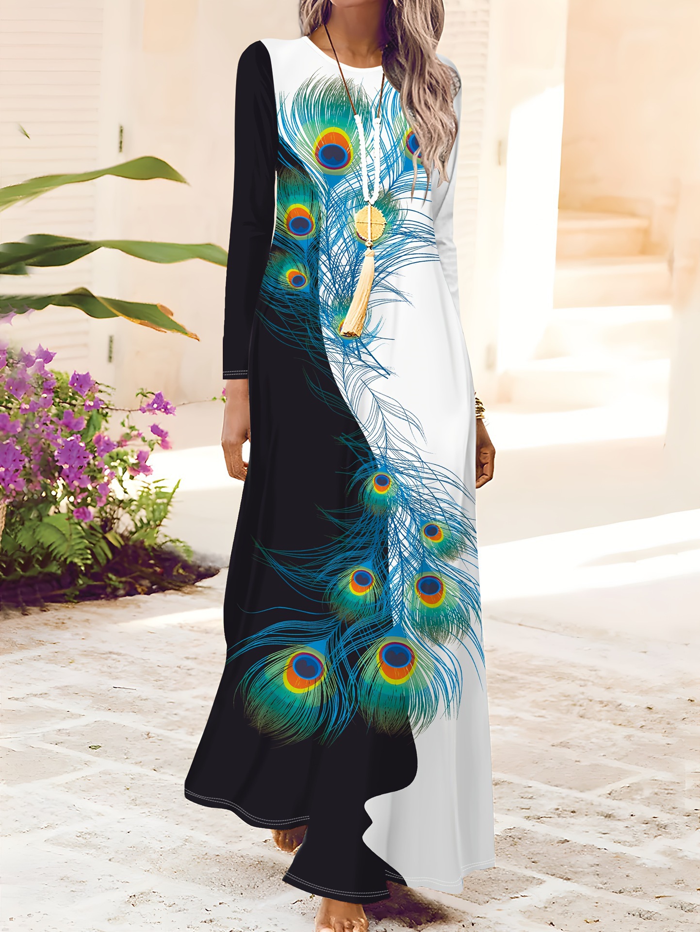 Women's Butterfly Pattern 3D Digital Bohemian Style Printed Party Elegant Long Dress 2025 Cross-Border_ecoleips.com