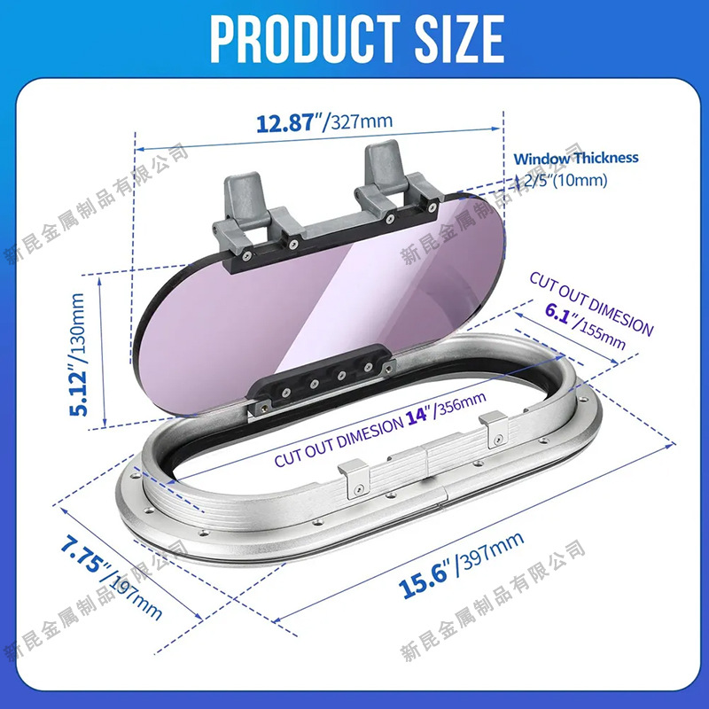 Oval Porthole Aluminum Alloy Porthole Multi Specification Acrylic Glass Marine Yacht RV Porthole Sunroof Accessories