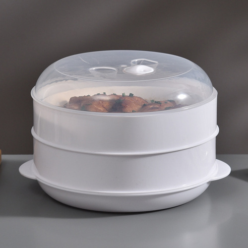 Microwave Oven Steamer Basket Multifunctional Home Large Plastic Steamer Tray Kitchen Hot Steamed Mantou Heating with Lid Steamer Basket Wholesale