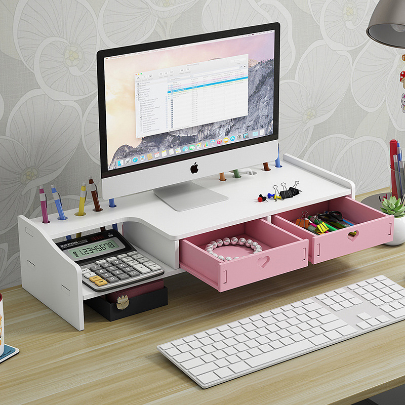 Office Computer Elevated Desktop Multi-Functional Drawer Storage Rack Desktop Large-Capacity Multi-Layer Storage Rack