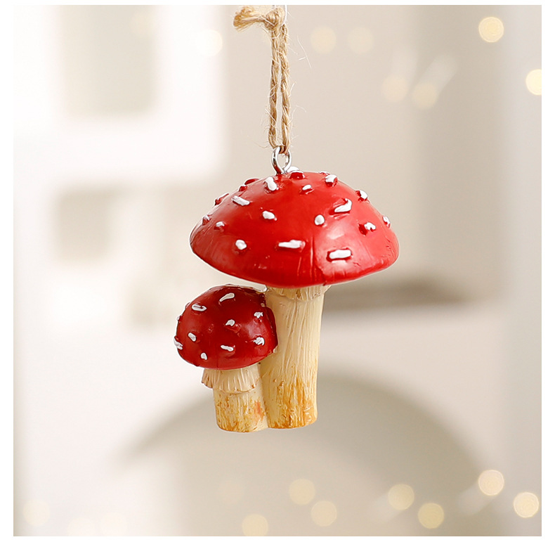 Mushroom Christmas Ornaments Set – 12-Pack Whimsical Holiday Decor For Tree & Home (Wooden Painted Mini Mushrooms With Hooks, Rustic Cottage Decor)_voghion.com