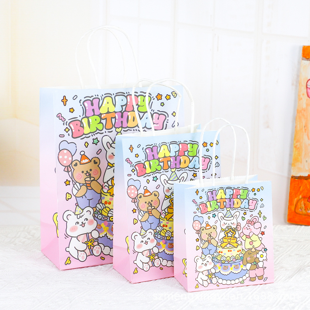 Regalos de cumpleaños de dibujos animados bolsas de regalo para niños del jardín de infantes juguetes de regalo de mano bolsas de papel de embalaje