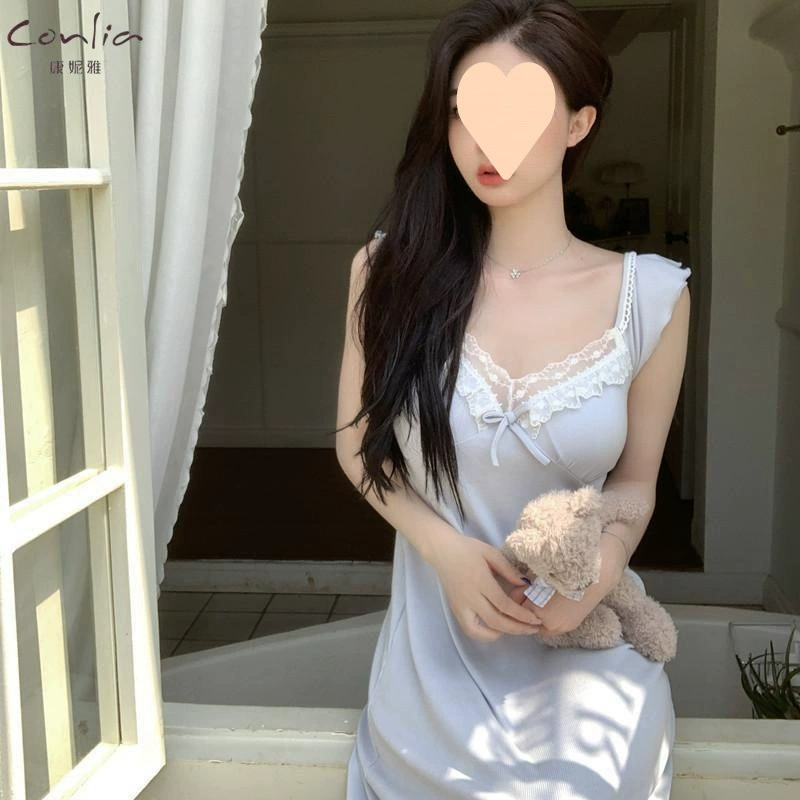 Верх с чашечками, летний пижамный комплект, юбка, сексуальное милое Slip Dress