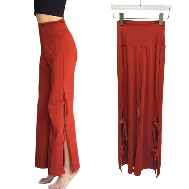 Bow Tie Yoga Pants Cross-border Export Sports Pants High-waisted Loose Slit Training Pants Daily Casual Pants Bow Tie Yoga Pants Cross-border Export Sports Pants High-waisted Loose Slit Training Pants Daily Casual Pants