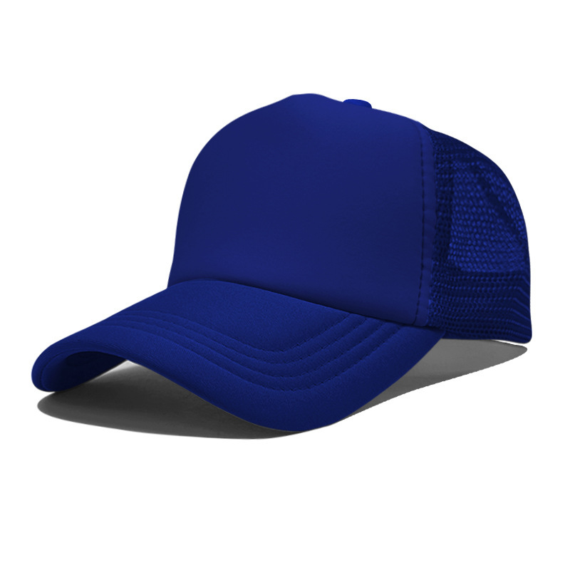 Gorra de malla de esponja con logo personalizado, gorra de béisbol de color sólido, comercio exterior transfronterizo, protección solar, gorra publicitaria con impresión personalizada, venta al por mayor.
