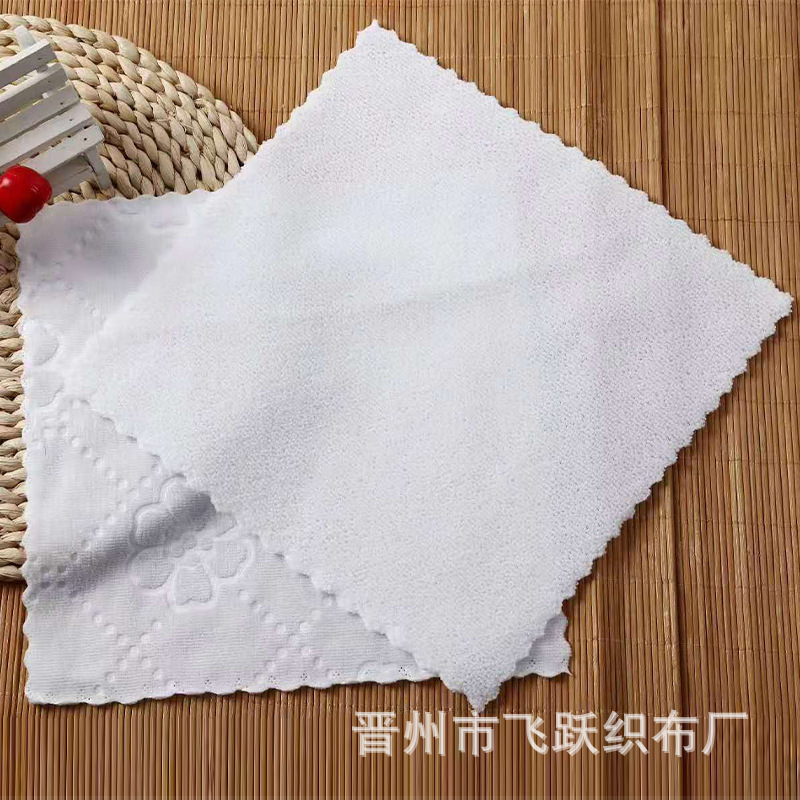 Fine fiber white square towel embossed small square towel White small square towel wet towel with napkin Hotel small white towel