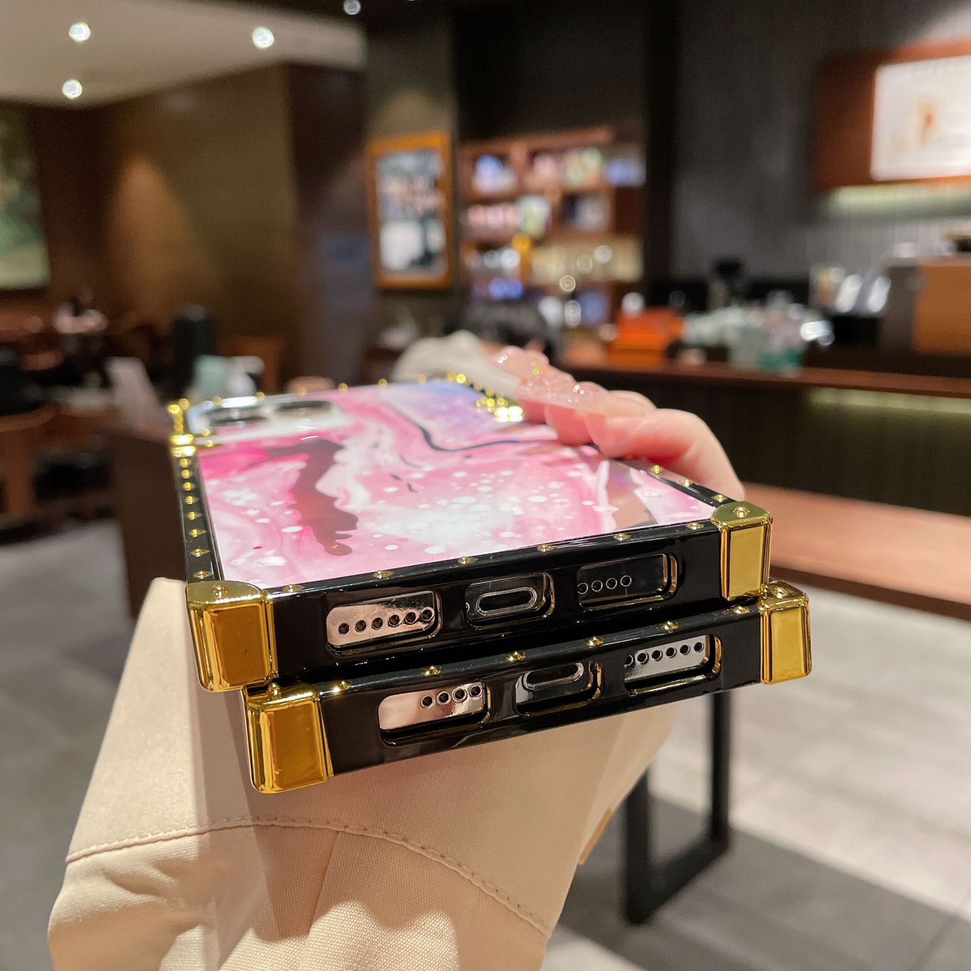Luxuriöse Quadratische Marmor Handyhülle Für Iphone 15 Pro Max_voghion.com