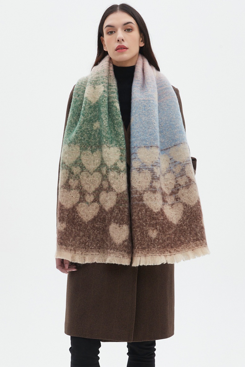 Unisex Knitted Scarf With Jacquard Love Pattern For Women And Men_voghion.com