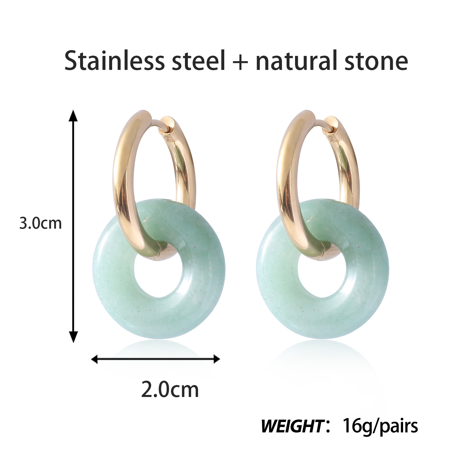 1 Pair Basic Classic Style Geometric Plating Artificial Crystal Natural Stone Drop Earrings display picture 3