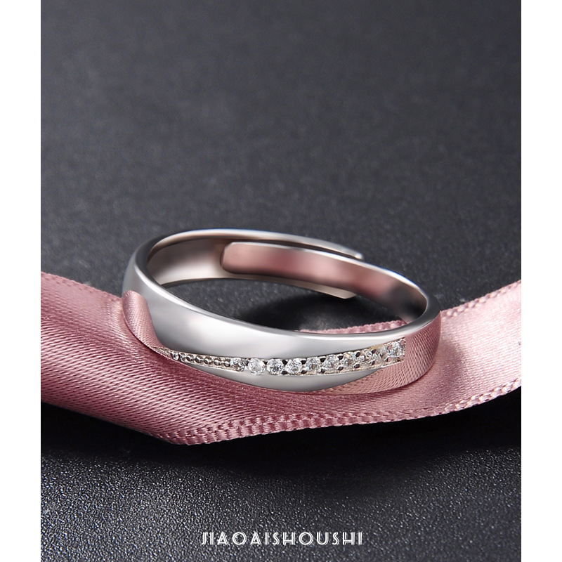 Anillo de moda coreano s925 plata esterlina simple anillo de pareja creativo para hombres y mujeres abertura para un par de anillos