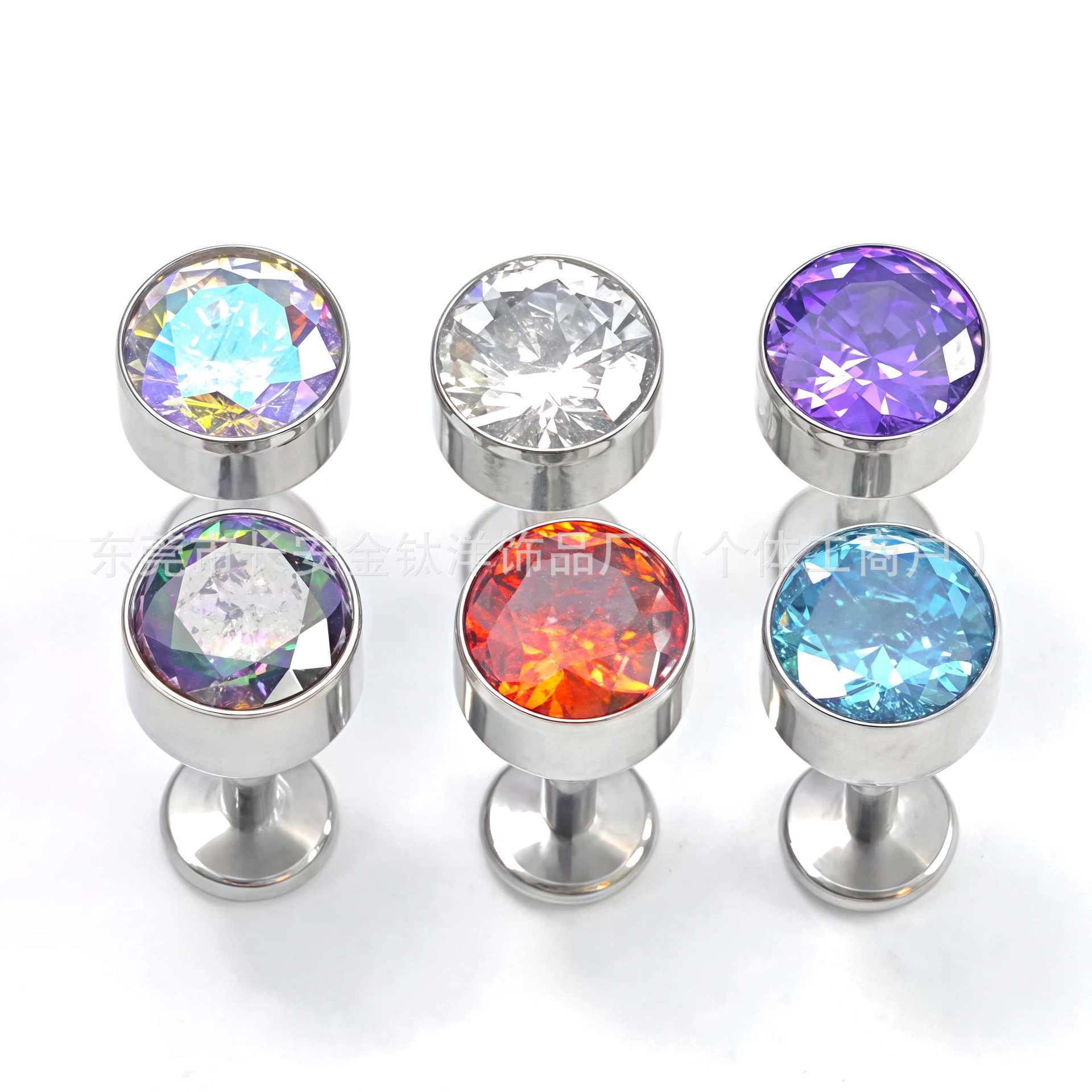 F136 Titanium Inlaid 5A Zircon Cylindrical Earrings Tongue Nails Lip Nails Piercing Jewelry G23 Titanium Alloy detail image 8