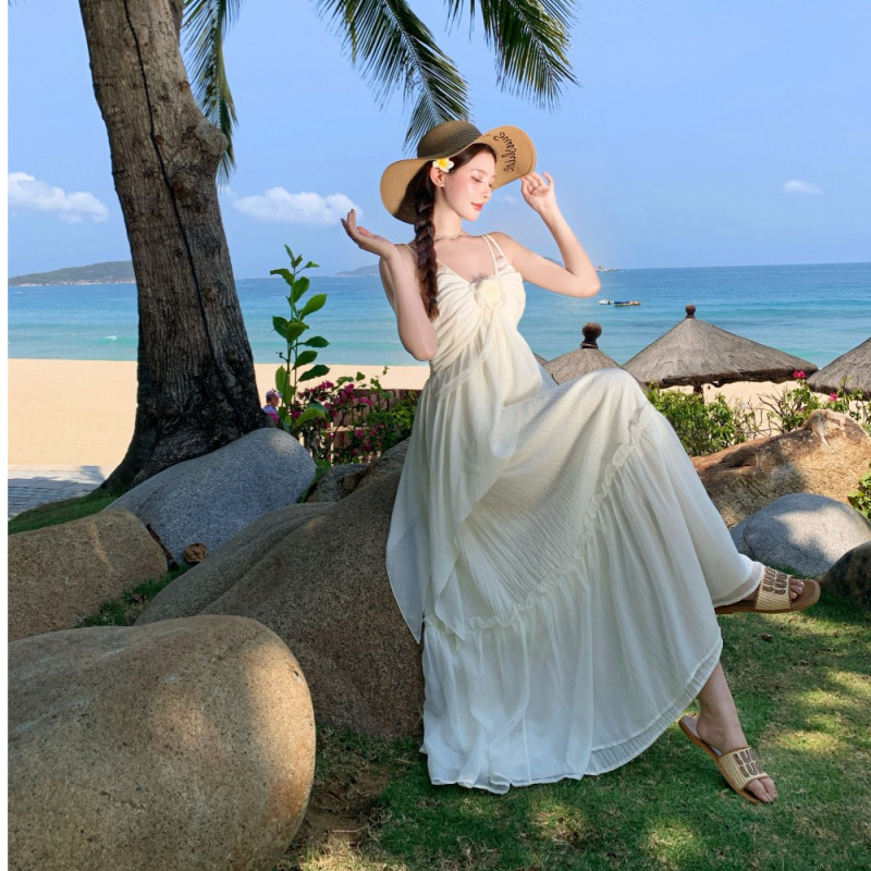 海辺の三亜雲南大理洱海リゾートスタイルのドレス夏のデザインシックな写真撮影ロングスカート|undefined