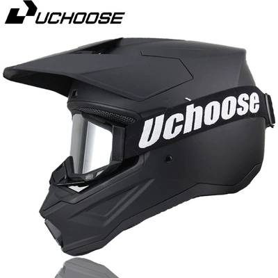 Motorcycle Safety Supplies — Downhill Bicycle Safety Helmet - with-goggles-matte-black-xs