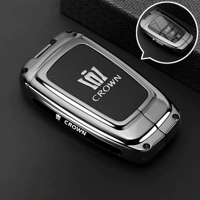 Suitable for Toyota Crown Land Key Cover 2024/25 Wilfa 14Th Generation Crown Crown Car Buckle Shell (Static Rod/Key Bag) - type-a-key-black-leather-single-shell