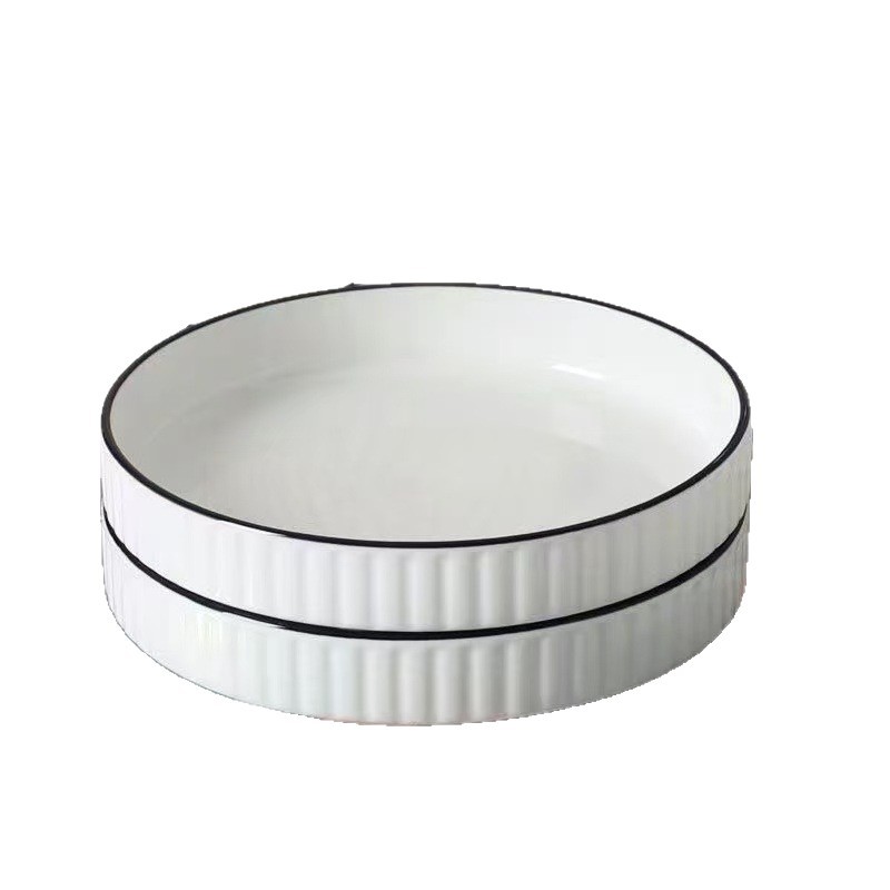 Plato de platos de cerámica doméstica plato de sopa creativo de estilo nórdico plato de platos de platos de platos de color bajo platos de platos de estilo americano profundo image 5