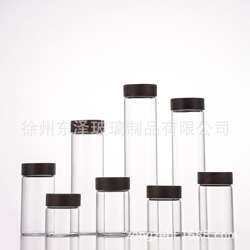 相思木盖47mm玻璃瓶高硼硅分装瓶文玩手串展示瓶高透线香包装瓶|undefined