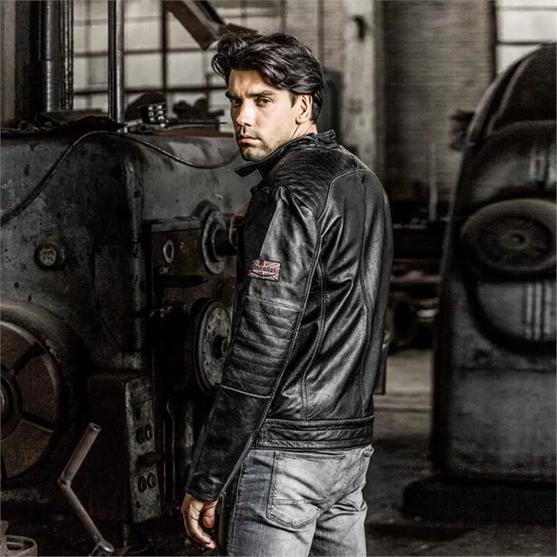 Cross -border for AVFLY to make old cowhide leather coat men standing for European and American locomotive casual embroidery leather jackets