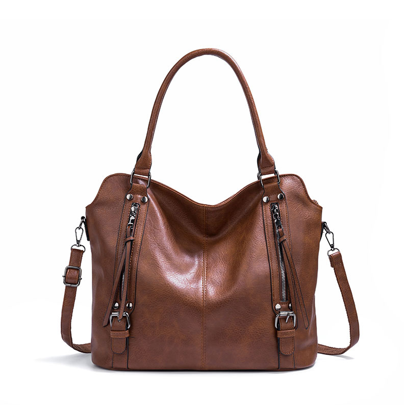 Women's Large Pu Leather Solid Color Vintage Style Zipper Bag Sets Tote Bag display picture 3