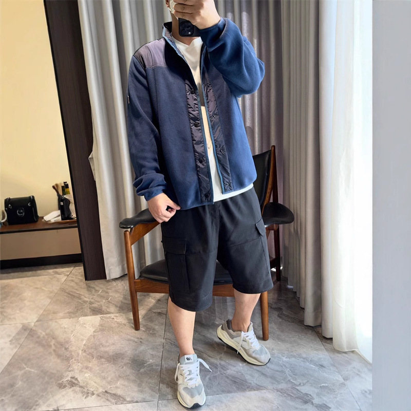 Big Brand Flat for 24 Autumn and Winter Nylon Stitching Fleece Collar Casual Coat MC Mask High Set Jacket