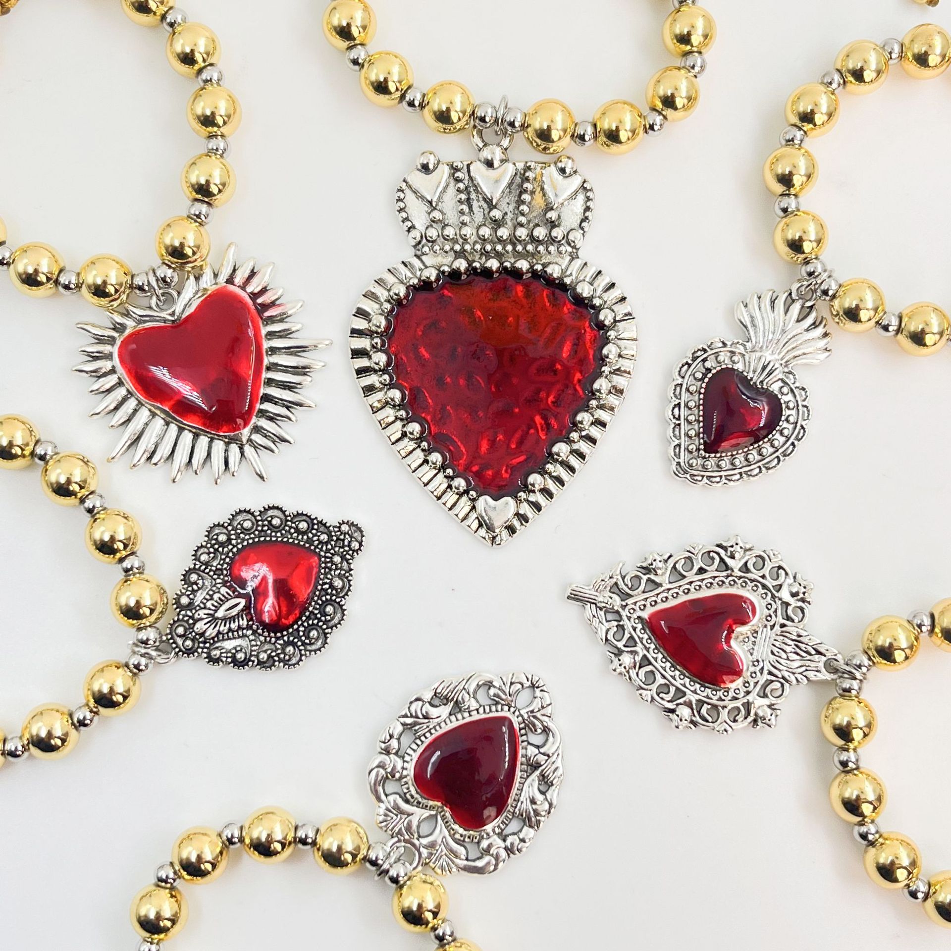 Enamel Design Copper Retro Enamel Heart Shape Bracelets