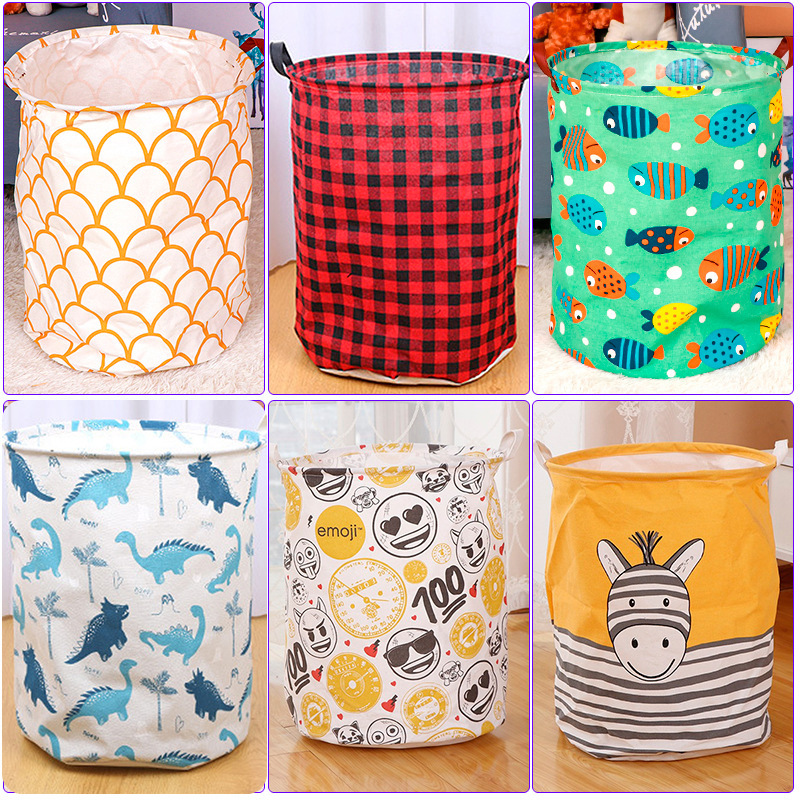 Venta al por mayor de la cesta de la ropa del hogar cesta de lavandería forrado de lino cubo de almacenamiento de algodón lino grande cesta de almacenamiento plegable