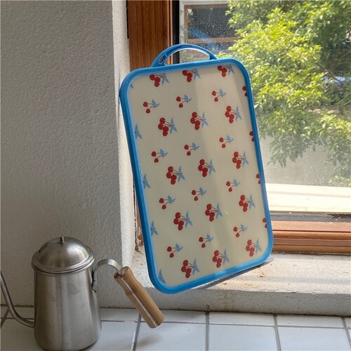 Korean blogger's same retro floral cherry chopping board ins kitchen cutting vegetable and fruit double-sided chopping board photo prop