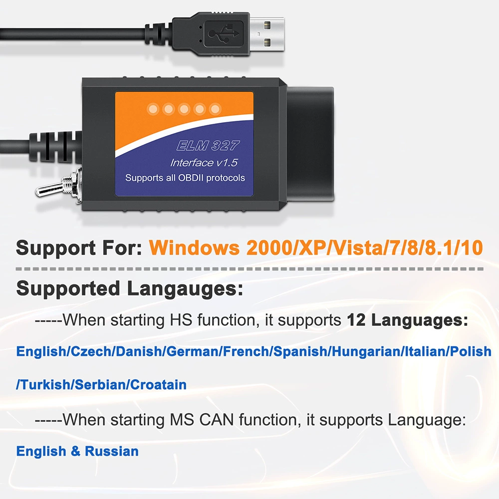 Elm327 USB OBD2 Переключатель плюс переключатель Форт крыло тигра щетка скрытый HS/MS переключатель автомобильный детектор