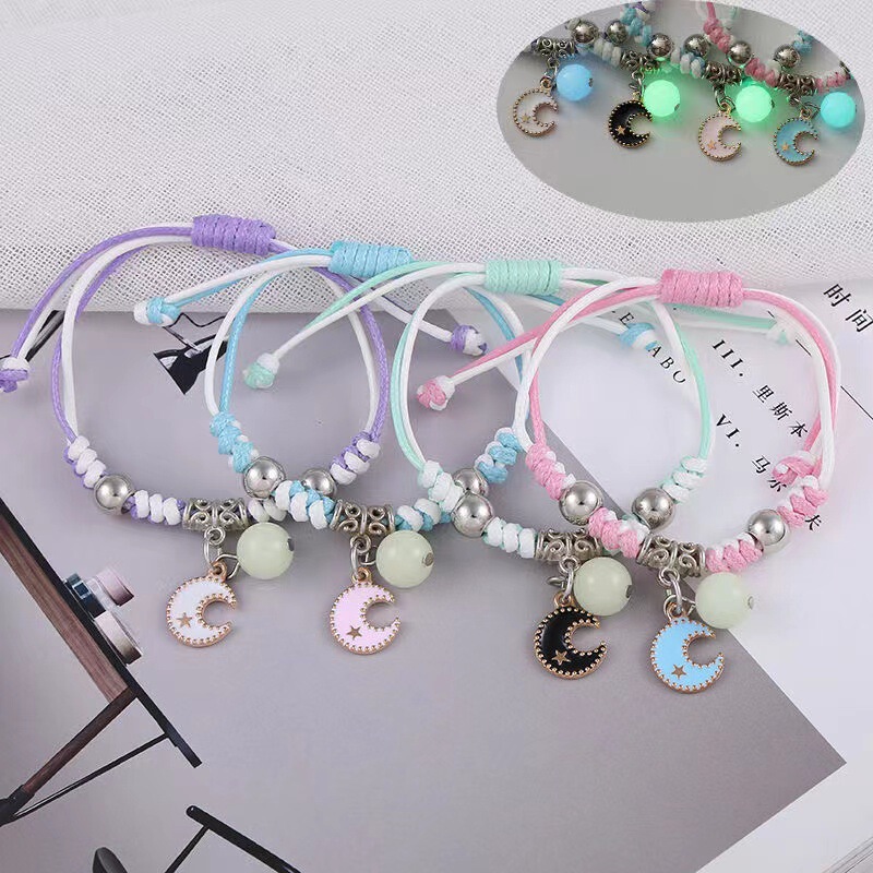 Couple's Best Friend Bracelet Two-Person Iron-absorbing Stone Luminous Bead Hand Rope Magnetic Luminous Student Sisters Bracelet Pair
