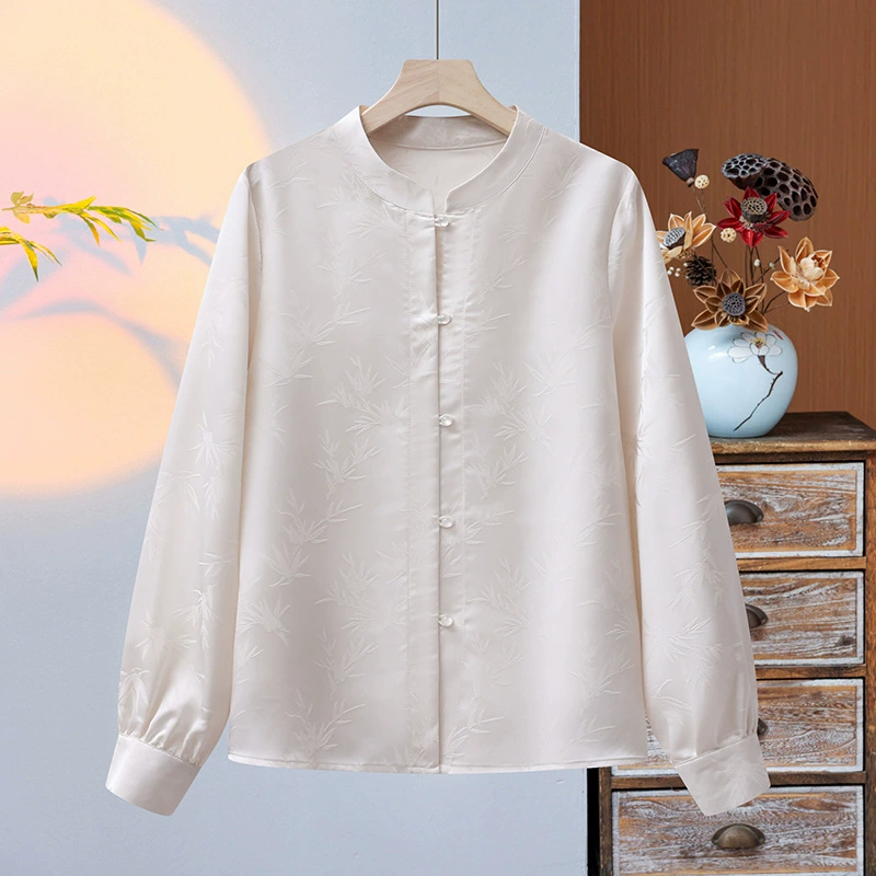 Новые китайские рубашки женские одаренные жаккардовые светлые национальные стили с длинными рукавами