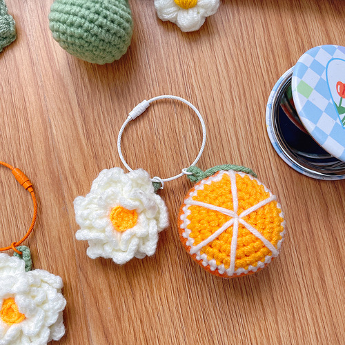 Fruit Knitted Keychain Cute Women's Bags School Bag Pendant Car Key Pendant Key Ring Accessories Small Gift