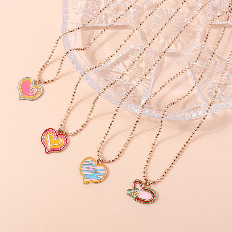 Holiday, Daily Occasion Vacation Classic Style Heart Shape Zinc Alloy Ball Chain Pendant Necklaces Wholesale