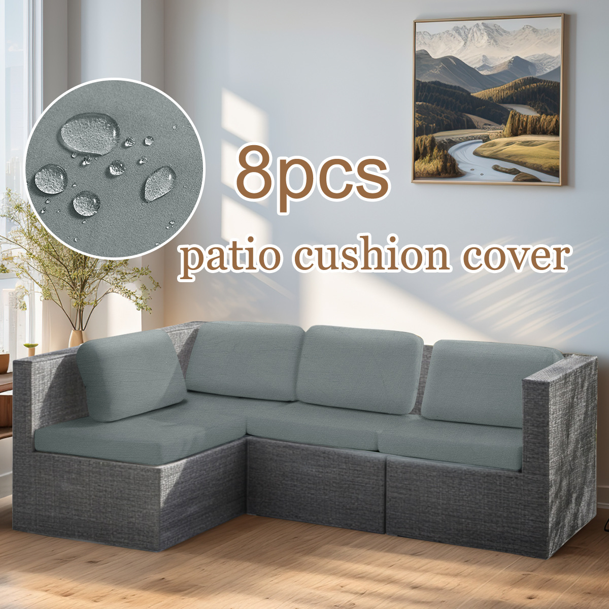 Amazon 8pcs / set cojín de sofá elástico impermeable seda cojín de sofá cojín de respaldo universal