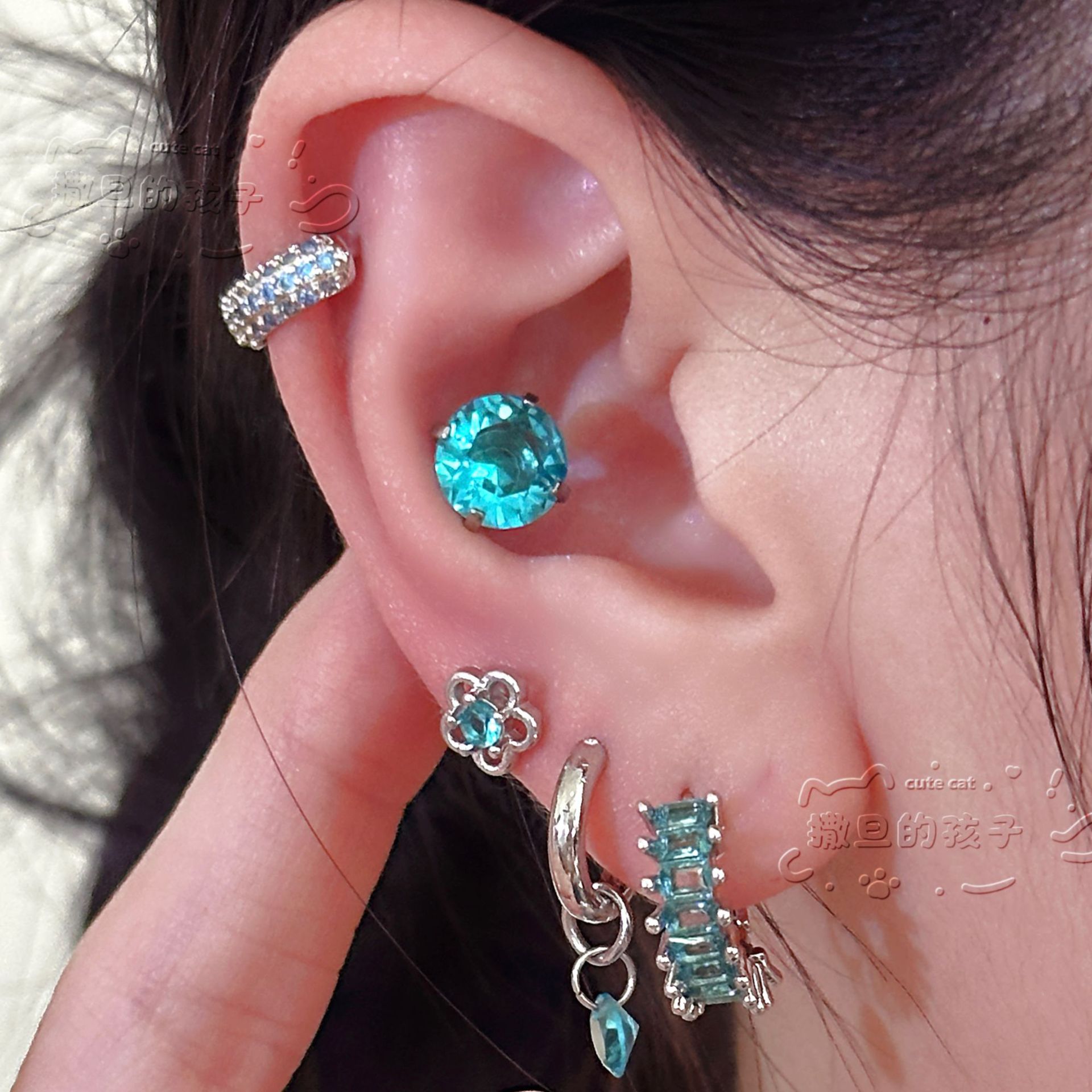 Labret stud lip piercing jewelry styling detail