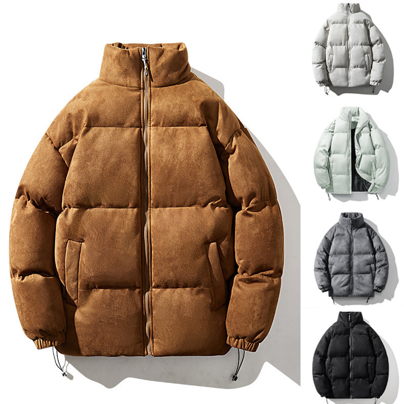 Men's Stand Collar Casual Puffer Jacket – Japanese Streetwear-Inspired Polyester Winter Coat (S-3XL, Lightweight Warmth, Minimalist Design)_voghion.com